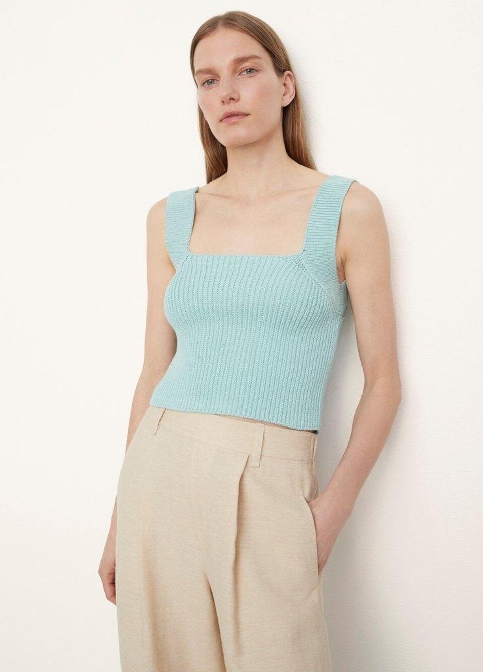 VINCE Knit Cropped Sleeveless Sweater Vest US XS NWT $245